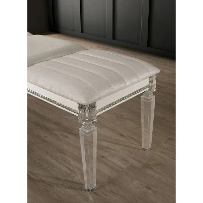 Cobblestone Acrylic Legs Bench Pearl White - HOMES: Inside + Out 4 Cobblestone Acrylic Legs Bench Pearl White - HOMES: Inside + Out - Image 2