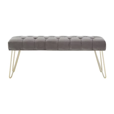 Hewett Velvet Tufted Metal Bench - Inspire Q 3 Hewett Velvet Tufted Metal Bench - Inspire Q