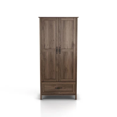 Nurembo 1 Drawer Wardrobe Closet Distressed Walnut - HOMES: Inside + Out 9 Nurembo 1 Drawer Wardrobe Closet Distressed Walnut - HOMES: Inside + Out - Image 7