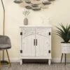 LuxenHome Farmhouse White Wood 2-Door Accent Storage Cabinet. -Furniture Shop GUEST b8e6ed51 f218 4c32 a554 1ed4d5ebe25a