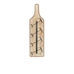 Wood Bottle Shaped 4 Bottle Wall Wine Rack With Beaded Frame Brown - Olivia & May -Furniture Shop GUEST b96bea94 b28a 416b 8a1b 8ee6eb177961