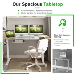 55''x28'' Electric Standing Desk Adjustable Sit To Stand Table W/USB Port WhiteNatural 17 55''x28'' Electric Standing Desk Adjustable Sit To Stand Table W/USB Port WhiteNatural -Furniture Shop GUEST b9834ba7 1f68 4633 88d4 809b400e090a