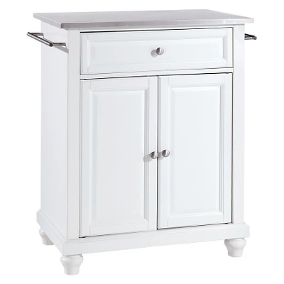 Cambridge Stainless Steel Top Portable Kitchen Island - White - Crosley 3 Cambridge Stainless Steel Top Portable Kitchen Island - White - Crosley