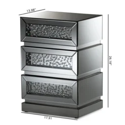 Sabrina Hollywood Regency Glamour Style Mirrored 3 - Drawer Nightstand - Baxton Studio 11 Sabrina Hollywood Regency Glamour Style Mirrored 3 - Drawer Nightstand - Baxton Studio -Furniture Shop GUEST b9f4f87a 050f 406a b43e e0f6d874f5aa