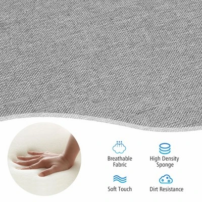 Costway Modern Upholstered Fabric Accent Chair W/ Rubber Wood Legs Dark GrayLight Grayy 7 Costway Modern Upholstered Fabric Accent Chair W/ Rubber Wood Legs Dark GrayLight Grayy - Image 5