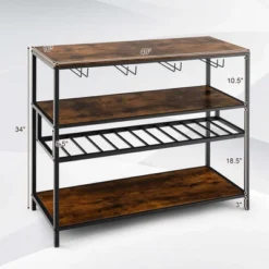 Costway Rustic Wine Rack Table 13 Bottles Wine Bar Cabinet Freestanding With Glass Holder 13 Costway Rustic Wine Rack Table 13 Bottles Wine Bar Cabinet Freestanding With Glass Holder -Furniture Shop GUEST bd1f3129 8fb6 4af7 a252 580e04e1767e