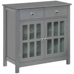 HOMCOM Sideboard Buffet Cabinet, Storage Cabinet Cupboard Table With Glass Doors, Adjustable Shelf Cabinet And 2 Drawers For Kitchen 17 HOMCOM Sideboard Buffet Cabinet, Storage Cabinet Cupboard Table With Glass Doors, Adjustable Shelf Cabinet And 2 Drawers For Kitchen -Furniture Shop GUEST bde11a5f 17ed 4454 bc26 2a41d1e531f3