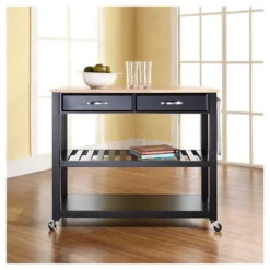 Natural Wood Top Kitchen Cart/Island With Optional Stool Storage - Crosley -Furniture Shop GUEST bde92d0e 6433 437c 82ec c85d266509d5