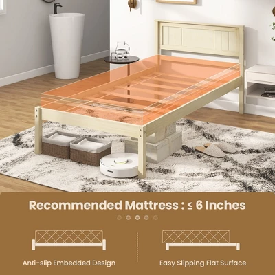 Costway Full/Queen/Twin Size Wooden Platform Bed Frame With Headboard Mattress Foundation Natural 13 Costway Full/Queen/Twin Size Wooden Platform Bed Frame With Headboard Mattress Foundation Natural - Image 11