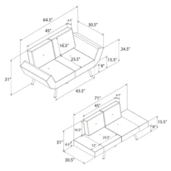 RealRooms Euro Upholstered Tufted Loveseat Futon With Storage Pockets -Furniture Shop GUEST be996b60 a7be 4c15 b0e0 c97236483dce