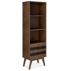 70" Wright Bookcase With Storage Rustic Natural Aged Brown-WyndenHall