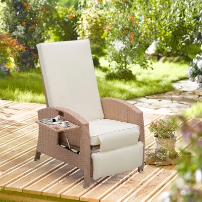 Outsunny Patio Recliner, Outdoor Reclining Chair With Flip-Up Side Table, All-Weather Wicker Metal Frame Chaise With Footrest, Cushions 4 Outsunny Patio Recliner, Outdoor Reclining Chair With Flip-Up Side Table, All-Weather Wicker Metal Frame Chaise With Footrest, Cushions - Image 2