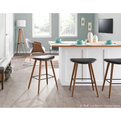 Set Of 2 26" Saddle Counter Height Barstools With Faux Leather - LumiSource 9 Set Of 2 26" Saddle Counter Height Barstools With Faux Leather - LumiSource - Image 7