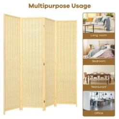 Costway 4 Panel Room Divider Screen Portable Folding 6 Ft Partition Screen -Furniture Shop GUEST bf6c27a3 b61b 42ac 8b0b 9294777d4691