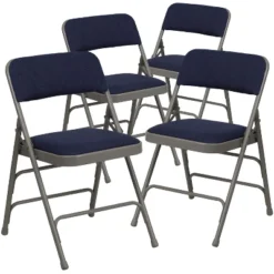 Flash Furniture 4 Pack HERCULES Series Curved Triple Braced & Double Hinged Upholstered Metal Folding Chair -Furniture Shop GUEST c09d61fd 7e21 4d0c 8c50 869b626b429a