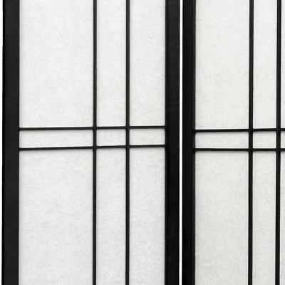 6 Ft. Tall Eudes Shoji Screen - Black (4 Panels) 4 6 Ft. Tall Eudes Shoji Screen - Black (4 Panels) - Image 2