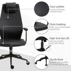 Vinsetto High-Back Executive Office Chair, Ergonomic Leather Computer Desk Chair With Adjustable Height, Headrest And 360 Swivel Wheels, Deep Gray -Furniture Shop GUEST c0bea8be e5de 49c4 8985 d307d10eb5df