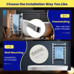 Costway Freestanding Wall Mounted Towel Warmer 6-Bar Aluminum Heated Towel Rack W/ Timer 12 Costway Freestanding Wall Mounted Towel Warmer 6-Bar Aluminum Heated Towel Rack W/ Timer -Furniture Shop GUEST c20086b2 8905 4797 8729 a0e0304e1431