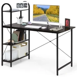 Costway 48'' Reversible Computer Desk Writing Table Workstation W/ Storage Shelf BlackBrown 25 Costway 48'' Reversible Computer Desk Writing Table Workstation W/ Storage Shelf BlackBrown -Furniture Shop GUEST c2cad9f4 8ebd 4b67 8f66 ec9a09a841ca