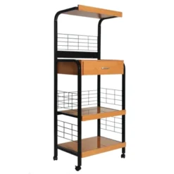 Better Home Products Kristi Metal Frame Microwave Stand With Storage In Black