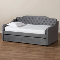 Freda Velvet Fabric Upholstered Button Tufted Daybed With Trundle - Baxton Studio 19 Freda Velvet Fabric Upholstered Button Tufted Daybed With Trundle - Baxton Studio -Furniture Shop GUEST c50336ab 9619 404f b88d 76c6e9f6cb9c