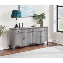 Jaime Rustic 4 Door 2 Drawer Storage Credenza/Sideboard Burnished Gray - Treasure Trove -Furniture Shop GUEST c5c78753 ae5d 4c26 ba54 740afbe4db23