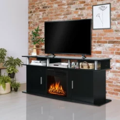 Costway 63'' Fireplace TV Stand W/18'' 1500W Electric Fireplace Up To 70'' Black 12 Costway 63'' Fireplace TV Stand W/18'' 1500W Electric Fireplace Up To 70'' Black -Furniture Shop GUEST c62313f9 3773 48ac a95a 1428c3216164