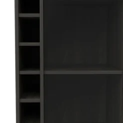 TUHOME Portable Dukat Wine And Liquor Bar Storage Display Cabinet Cart With Glass Door, 4 Wheels, 2 Shelves, And 6 Cubbies -Furniture Shop GUEST c6a1b274 0aed 497a a75b 576751d1c881