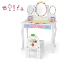 Costway Kids Vanity Princess Makeup Dressing Table Chair Set W/ Tri-fold Mirror White 19 Costway Kids Vanity Princess Makeup Dressing Table Chair Set W/ Tri-fold Mirror White -Furniture Shop GUEST c7137f77 801d 4113 ab14 b3e4dace090c