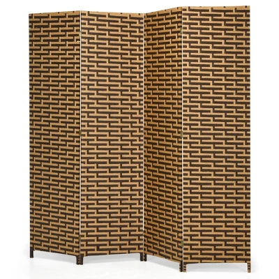 Costway 4 Panel Fiber Privacy Partition Screen Folding Room Divider Weave 6FT Tall 11 Costway 4 Panel Fiber Privacy Partition Screen Folding Room Divider Weave 6FT Tall - Image 9