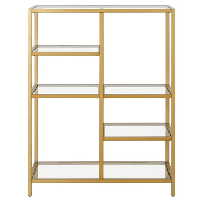 42" Tall Brass Finish Bookcase - Henn&Hart 3 42" Tall Brass Finish Bookcase - Henn&Hart