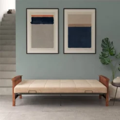 Full Brixen Wood Arm Metal Futon Frame With 6" Mattress - Room & Joy -Furniture Shop GUEST c7d78dd9 76e1 4e97 a7e6 fce012cd0a27