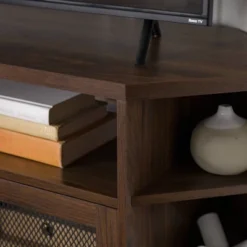 Corner TV Stand For TVs Up To 55" With Metal Mesh Doors - Saracina Home -Furniture Shop GUEST c82def3e bcaa 4384 9da7 02d266de5aa9