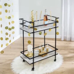 Honey-Can-Do 2 Tier Bar Cart Faux Marble -Furniture Shop GUEST c9ecbe54 ec90 4b60 910a 48352737f6e0