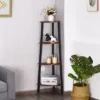 Tangkula 4-layers Corner Shelf Metal Storage Rack Bookcase Display Stand Wood