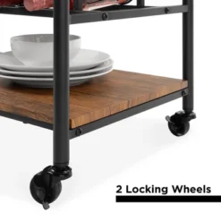 Best Choice Products 45in Industrial Wood Shelf Bar & Wine Storage Service Cart W/ Bottle & Glass Racks, Locking Wheels -Furniture Shop GUEST ca3d5c47 ebb4 4e82 a77c 9ed783d712aa