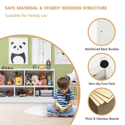 Costway Kids 2-Shelf Bookcase 5-Cube Wood Toy Storage Cabinet Organizer 9 Costway Kids 2-Shelf Bookcase 5-Cube Wood Toy Storage Cabinet Organizer - Image 7