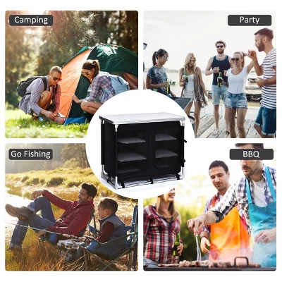 Costway Portable BBQ Aluminum Camping Table Kitchen Cook Station W/ Storage Organizer 5 Costway Portable BBQ Aluminum Camping Table Kitchen Cook Station W/ Storage Organizer - Image 3