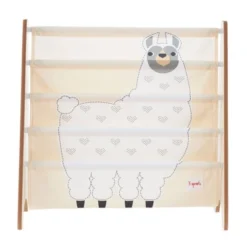 3 Sprouts High Quality Multipurpose Kids And Toddler Playroom Or Bedroom Storage Shelf Organizer Bookcase Furniture, White Llama