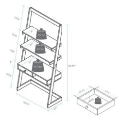 Freestanding Ladder Desk With Drawer Solid American Maple Frame Natural/White - Flora Home -Furniture Shop GUEST cdfc74ed 1bd9 4e62 af07 d354c6fb16df