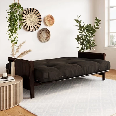 Full Chester Wood Arm Futon Frame With 8" Microfiber Mattress - Room & Joy 5 Full Chester Wood Arm Futon Frame With 8" Microfiber Mattress - Room & Joy - Image 3