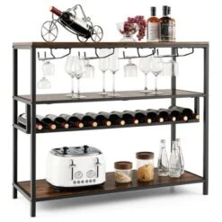 Costway Rustic Wine Rack Table 13 Bottles Wine Bar Cabinet Freestanding With Glass Holder 18 Costway Rustic Wine Rack Table 13 Bottles Wine Bar Cabinet Freestanding With Glass Holder -Furniture Shop GUEST ce7643b7 efb5 4744 826a bbf61426bfc3