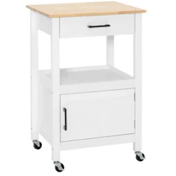Costway Rolling Kitchen Island Cart On Wheels Bar Serving Trolley W/Drawer Cabinet BlackWhite -Furniture Shop GUEST cebcf903 39b4 44d2 a397 074bc4c3232c