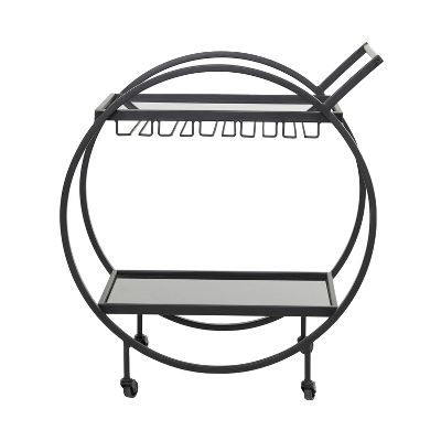 Contemporary Metal Round Bar Cart - Olivia & May 9 Contemporary Metal Round Bar Cart - Olivia & May - Image 7