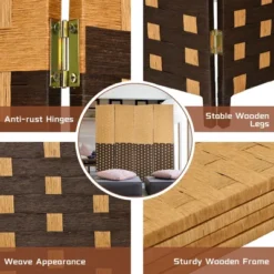 Costway 4 Panel Folding Room Divider Weave Fiber Privacy Partition Screen 6FT Tall 19 Costway 4 Panel Folding Room Divider Weave Fiber Privacy Partition Screen 6FT Tall -Furniture Shop GUEST ced10b26 927d 41aa bf9c 66f039844156