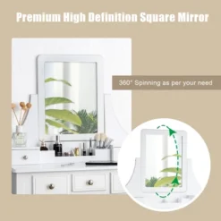 Tangkula Rotatable Mirror Vanity Set Makeup Dressing Table And Stool W/ 5 Drawers 12 Tangkula Rotatable Mirror Vanity Set Makeup Dressing Table And Stool W/ 5 Drawers -Furniture Shop GUEST cf5684dc 52b6 403f b856 c4fba609b909