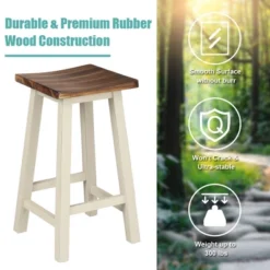 Costway 3-Piece Bar Table Set Counter Pub Table& 2 Saddle Bar Stools W/ Hanging Design -Furniture Shop GUEST d01c73ee f598 46f3 9ebd dacf6f35f55b