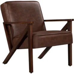 Yaheetech Faux Leather Armchair Accent Chair With Wood Legs For Living Room 18 Yaheetech Faux Leather Armchair Accent Chair With Wood Legs For Living Room -Furniture Shop GUEST d0845053 8f7e 4b47 99e4 b82948ed2c13