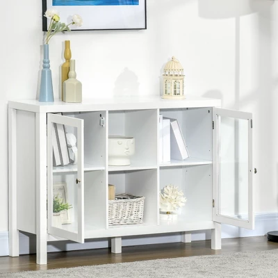 HOMCOM Modern Kitchen Sideboard, Buffet Table With Removable Wine Rack, Glass Door Cabinet And Shelves For Living Room, Kitchen, Entryway, White 3 HOMCOM Modern Kitchen Sideboard, Buffet Table With Removable Wine Rack, Glass Door Cabinet And Shelves For Living Room, Kitchen, Entryway, White