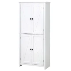 HOMCOM 72" Freestanding 4-Door Kitchen Pantry, Storage Cabinet Organizer With 4-Tiers, And Adjustable Shelves, White -Furniture Shop GUEST d194ee37 0b84 4722 97cd 31759e20c912
